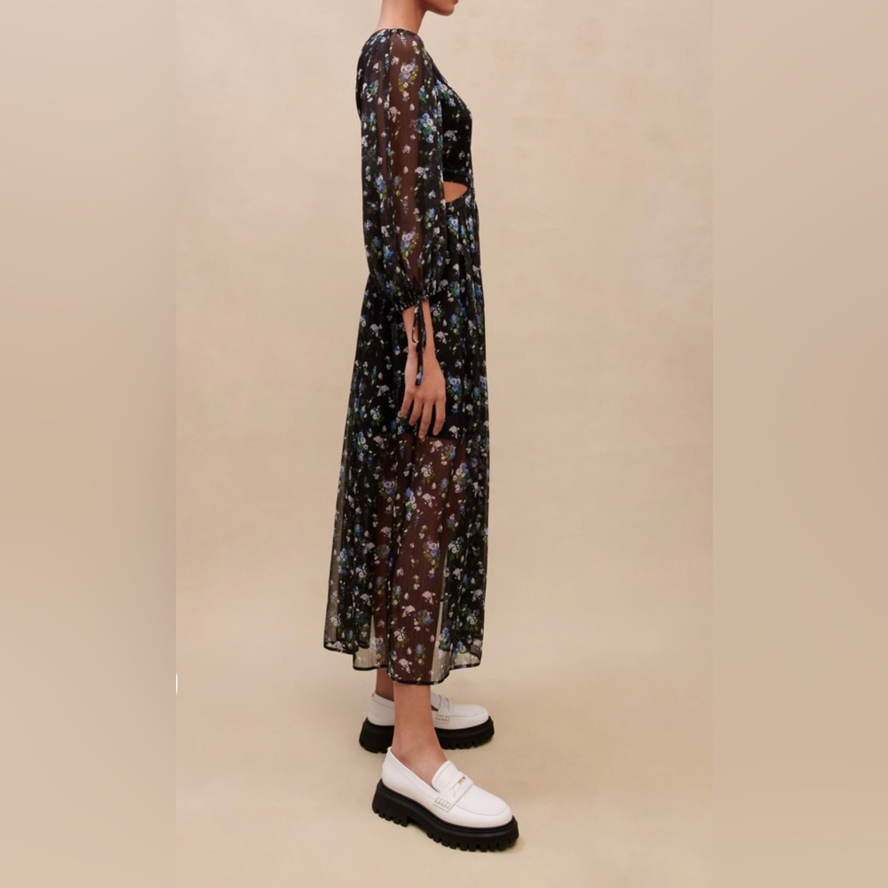 NWT Maje Long Cut Out Dress in Blue Bouquet - Picture 4 of 14